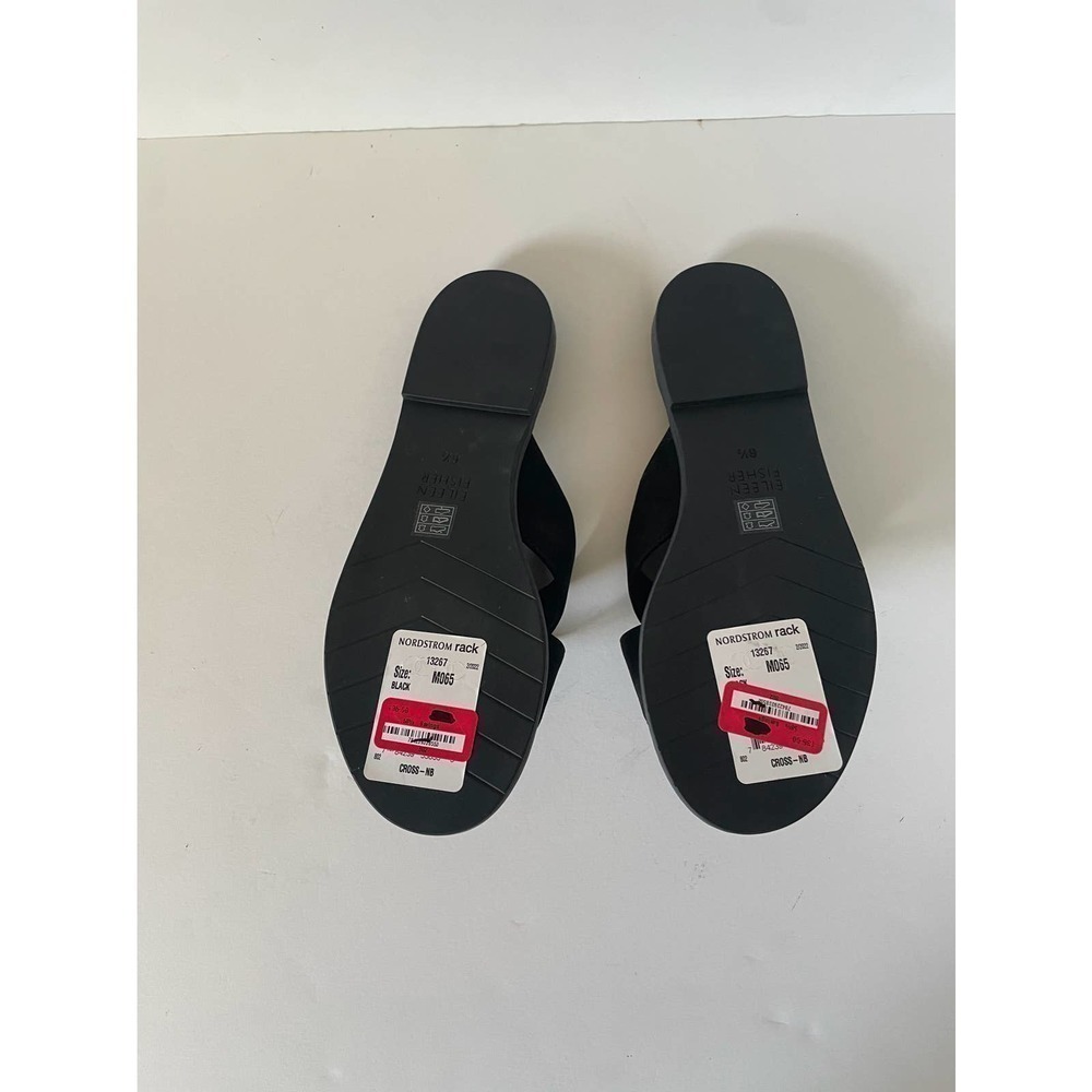 NWT Eileen Fisher Cape Crossover Black Suede Sandals • Minimalist • Size 6 🗣 - Picture 5 of 5